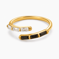 GLINN Black & White Zircon Open Ring - Glinn Studio