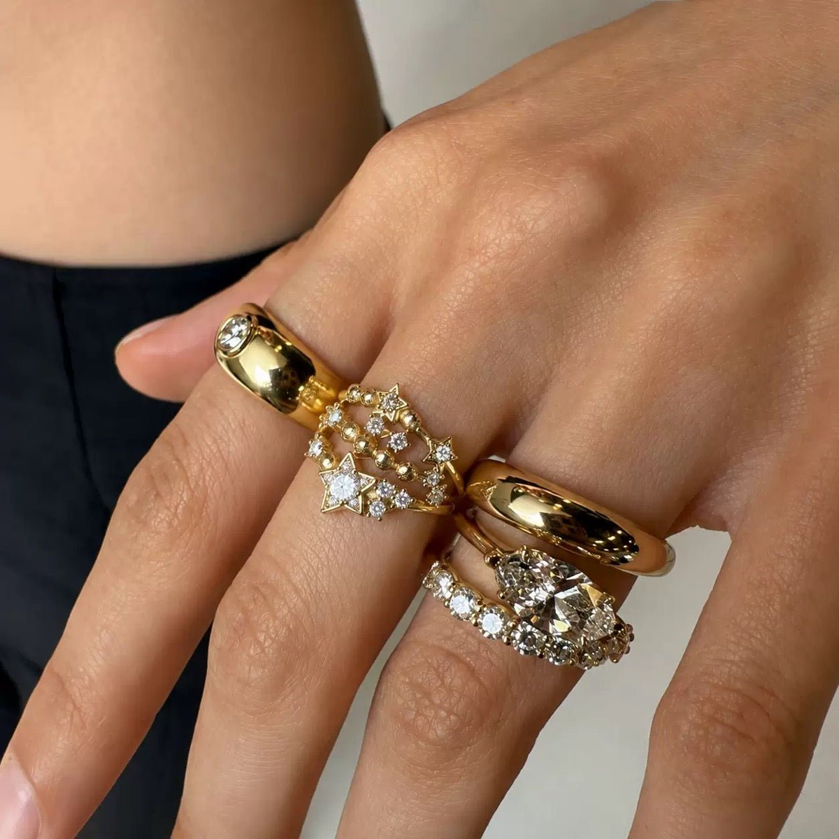 GLINN Celestial Star Zircon Statement Ring - Glinn Studio