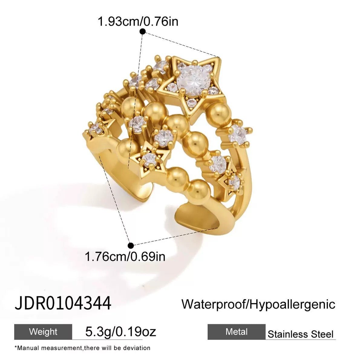 GLINN Celestial Star Zircon Statement Ring - Glinn Studio