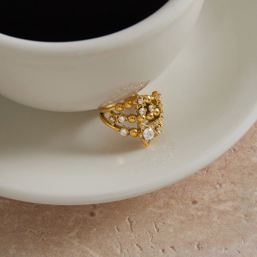 GLINN Celestial Star Zircon Statement Ring - Glinn Studio