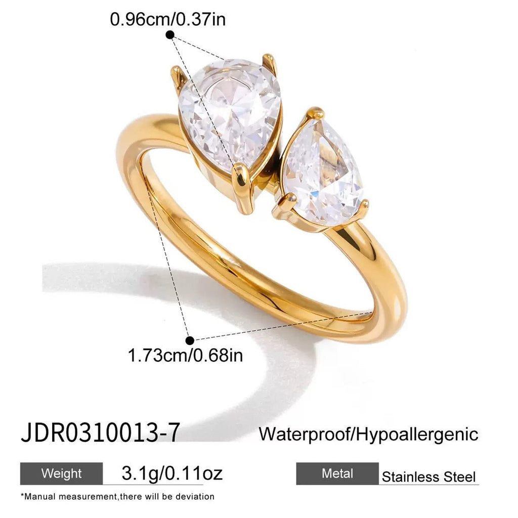 GLINN Duo Pear Zircon Ring - Glinn Studio