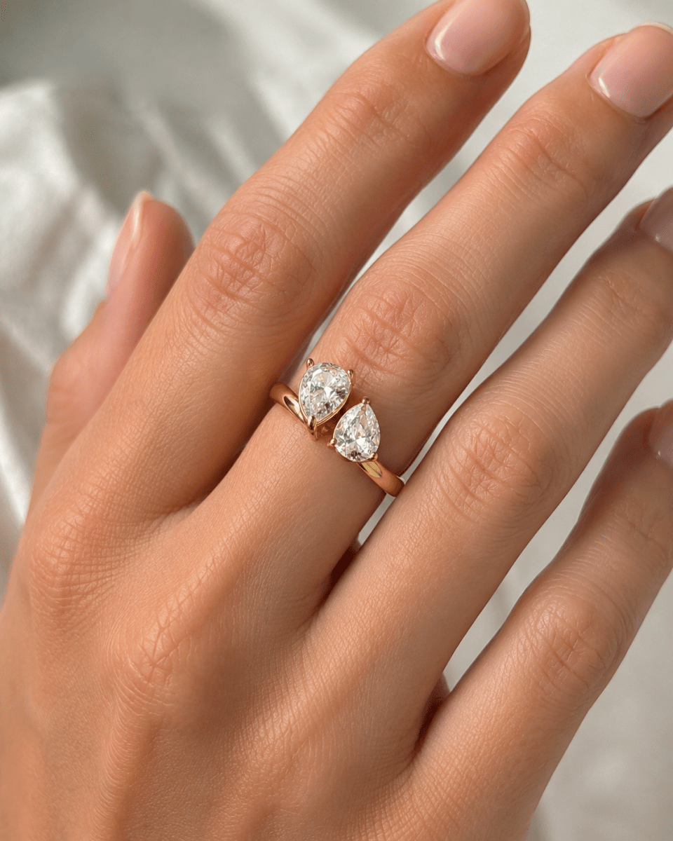 GLINN Duo Pear Zircon Ring - Glinn Studio