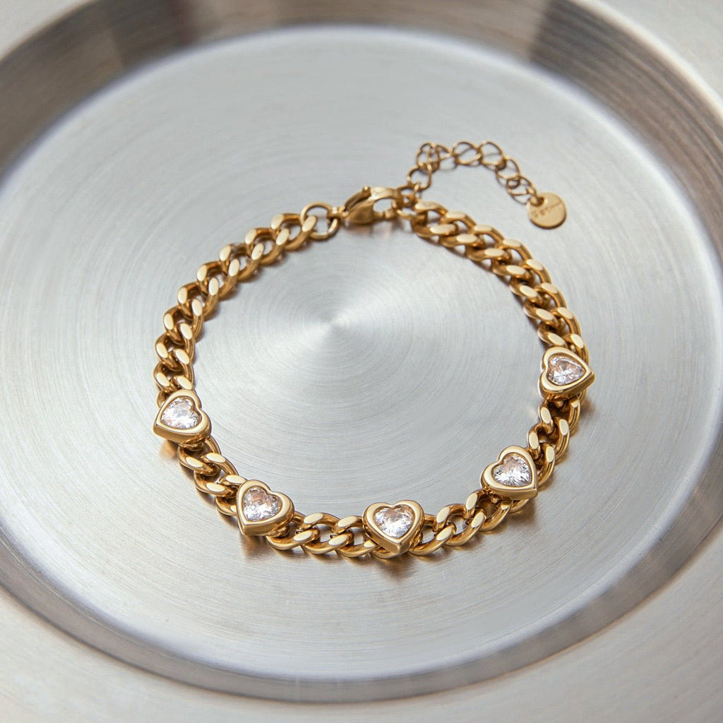 GLINN Heartline Zircon Chain Bracelet - Glinn Studio