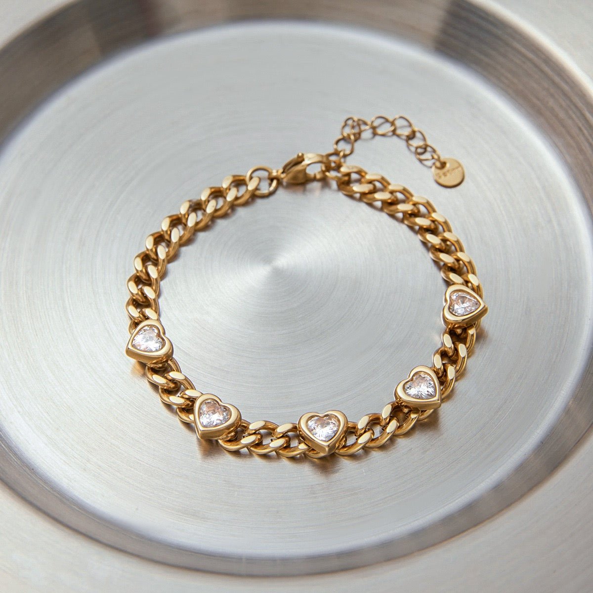 GLINN Heartline Zircon Chain Bracelet - Glinn Studio