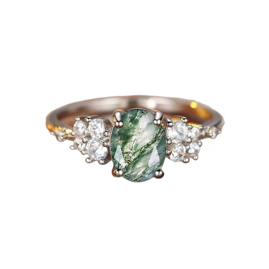 GLINN Natural Moss Agate Ring - Glinn Studio