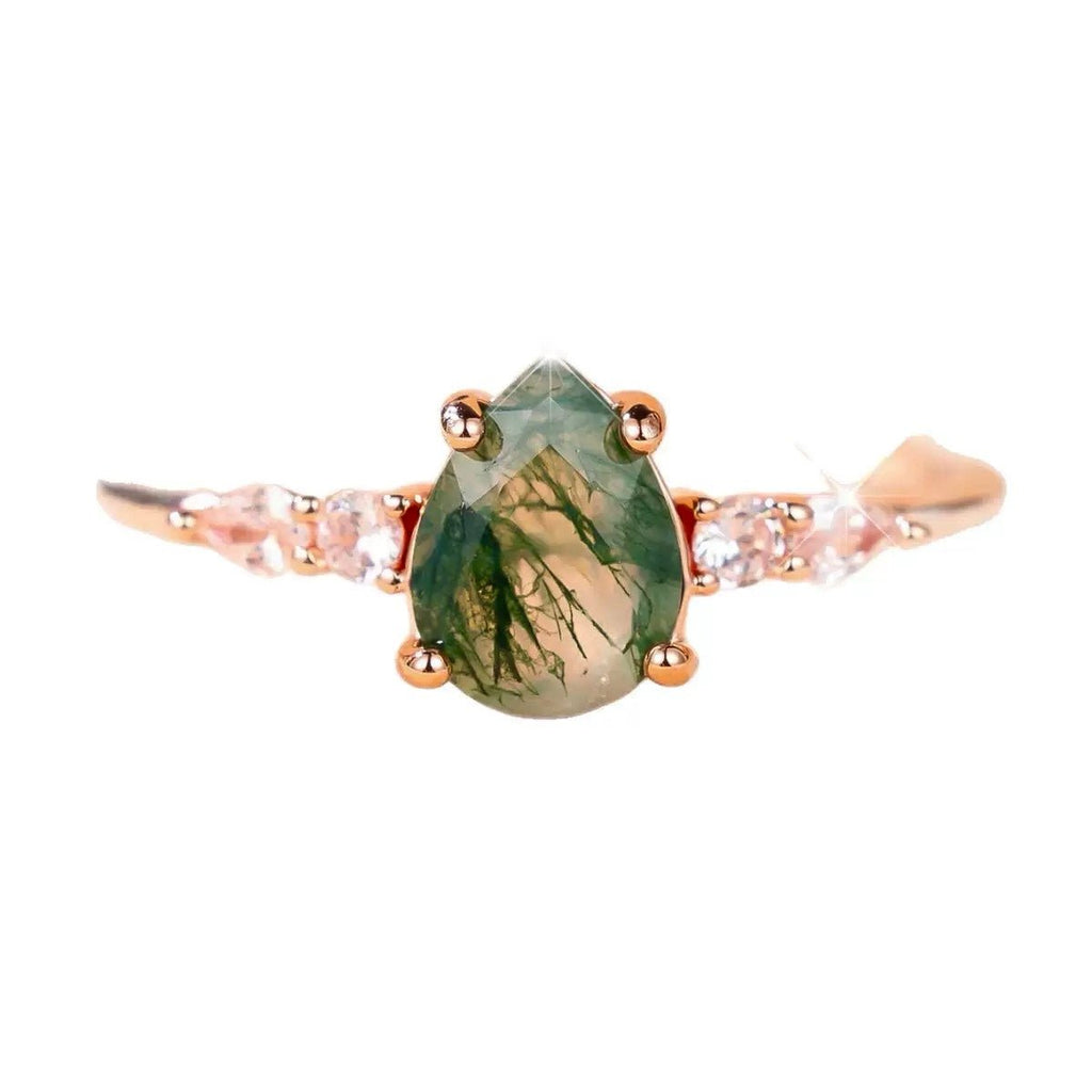 GLINN Natural Moss Agate Ring - Glinn Studio