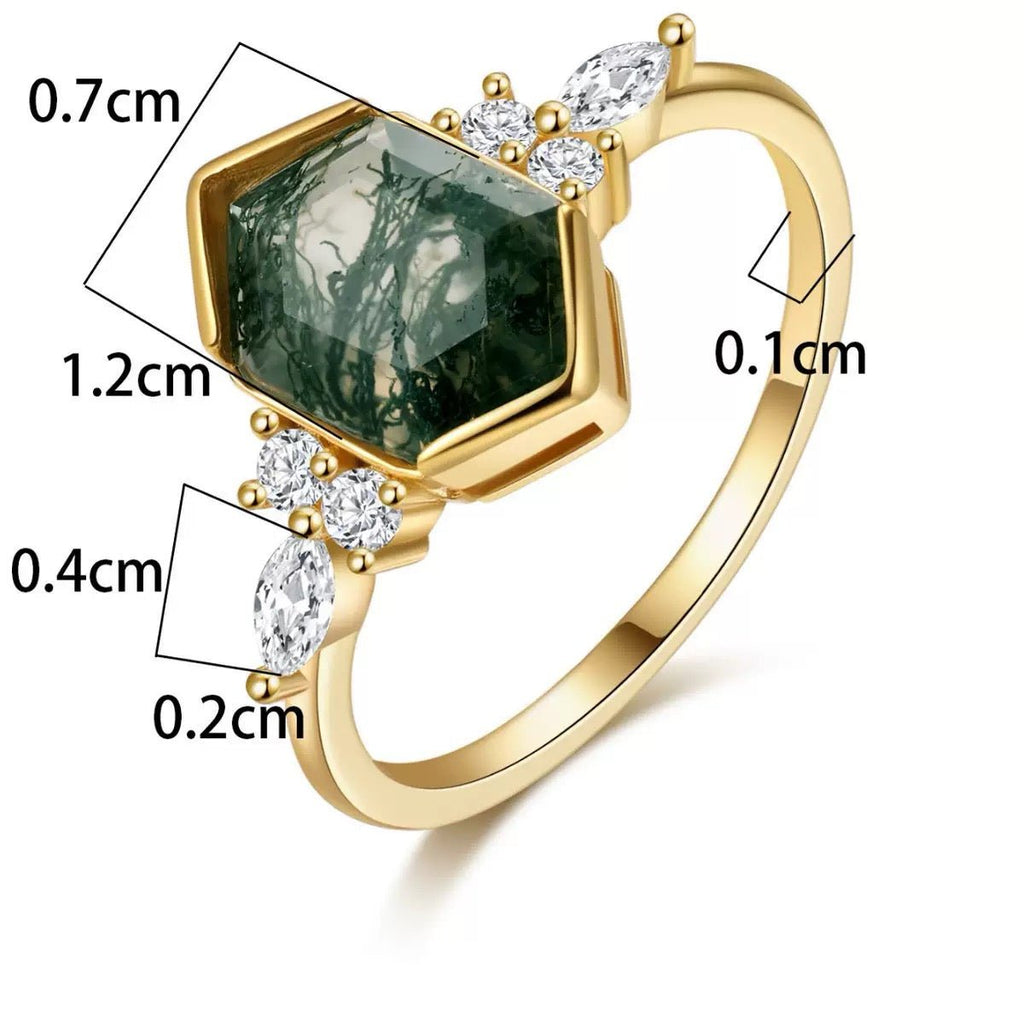 GLINN Natural Moss Agate Ring - Glinn Studio