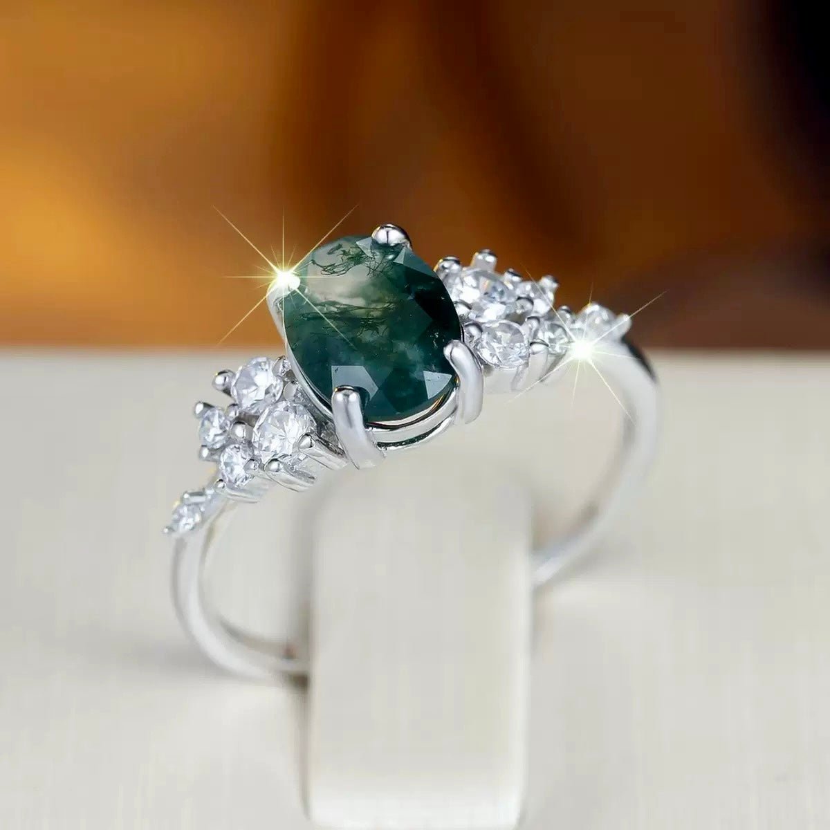 GLINN Natural Moss Agate Ring - Glinn Studio