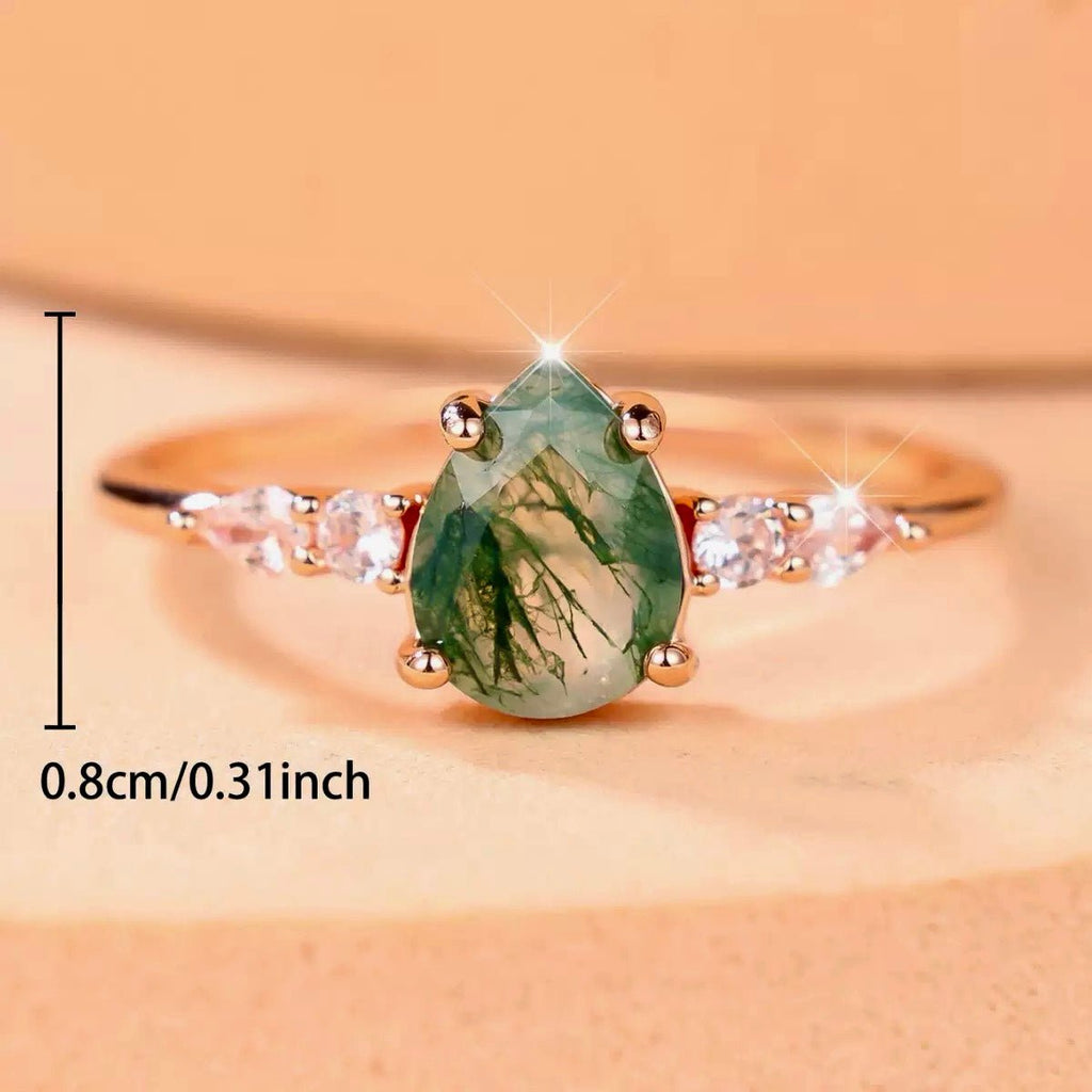 GLINN Natural Moss Agate Ring - Glinn Studio
